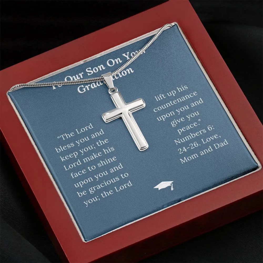 Graduation Gift for Son Love Mom & Dad - Artisan Crafted Cross Necklace