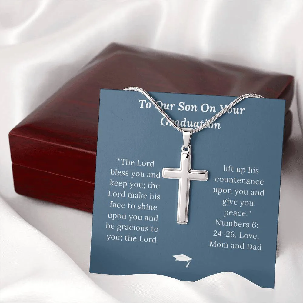 Graduation Gift for Son Love Mom & Dad - Artisan Crafted Cross Necklace