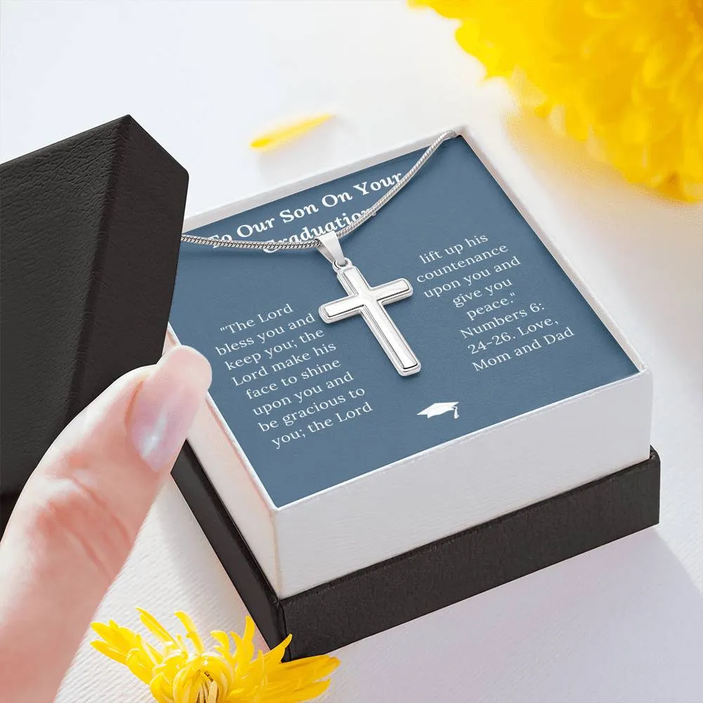 Graduation Gift for Son Love Mom & Dad - Artisan Crafted Cross Necklace