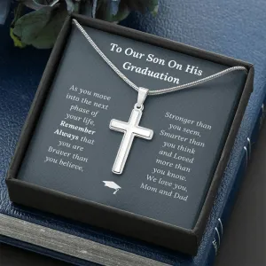 Graduation Gift for Son Love Mom & Dad - Artisan Crafted Cross Necklace