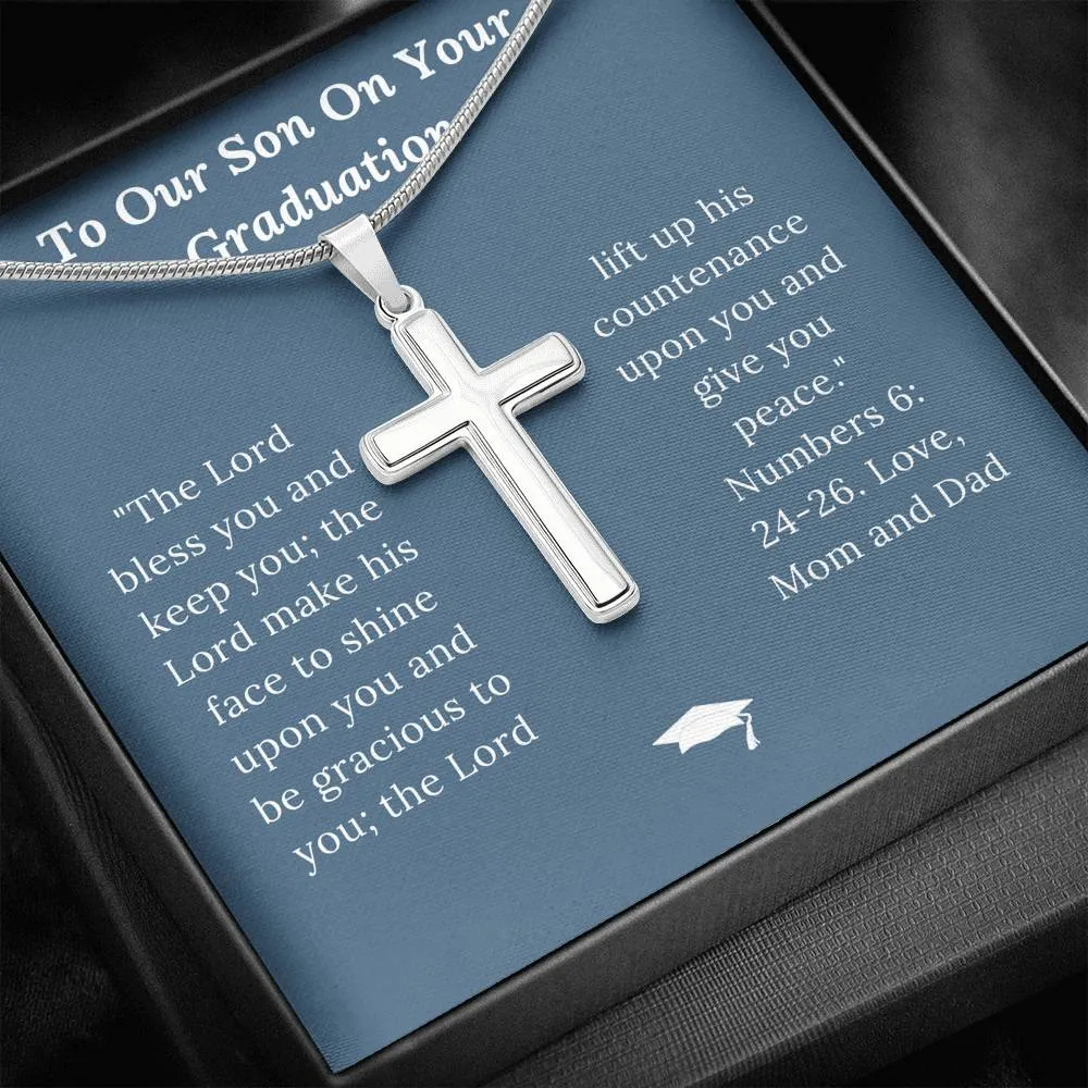 Graduation Gift for Son Love Mom & Dad - Artisan Crafted Cross Necklace