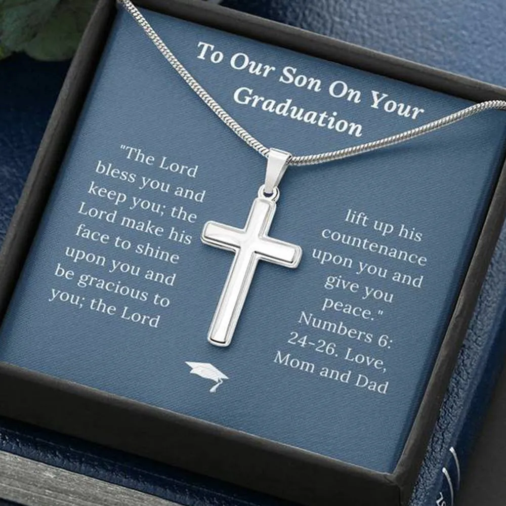 Graduation Gift for Son Love Mom & Dad - Artisan Crafted Cross Necklace