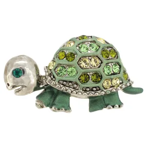 Green Turtle Swarovski Crystal Brooch Pin
