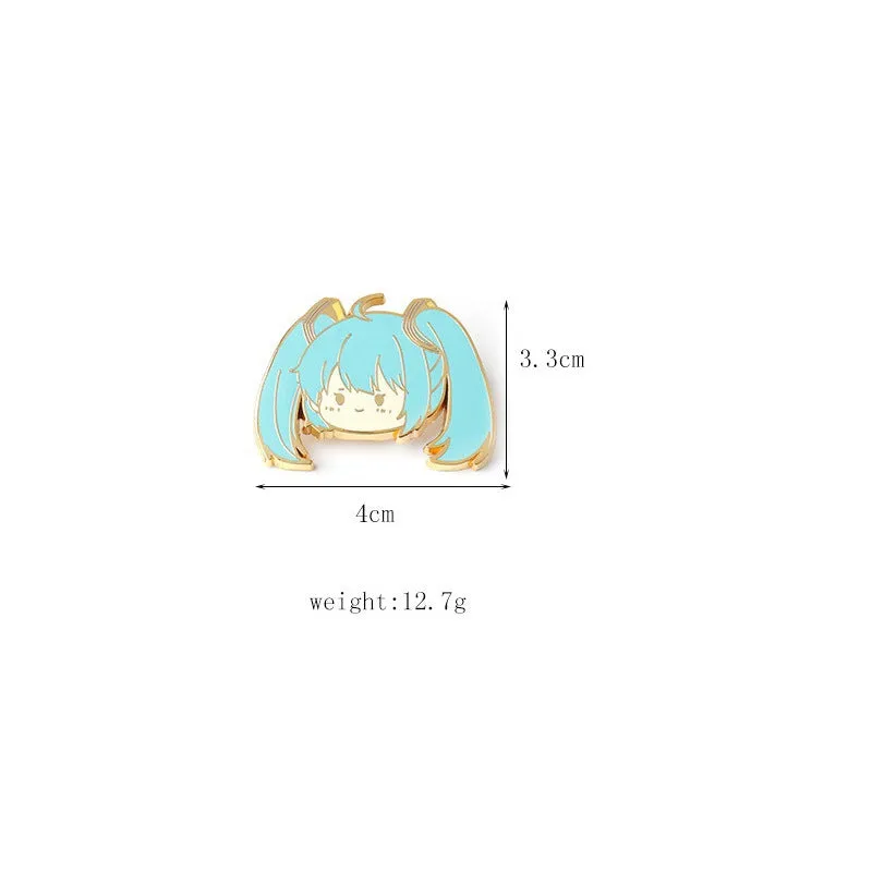 Hatsune Miku Pin Cute Q Version Anime Metal Badge 2PCS