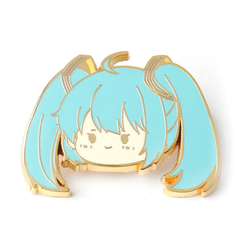 Hatsune Miku Pin Cute Q Version Anime Metal Badge 2PCS