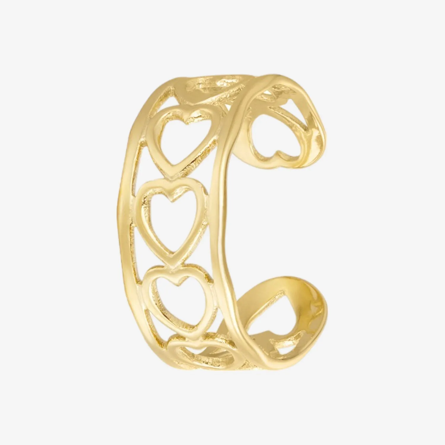 Heart Row Adjustable Ring Gold Plated AR54