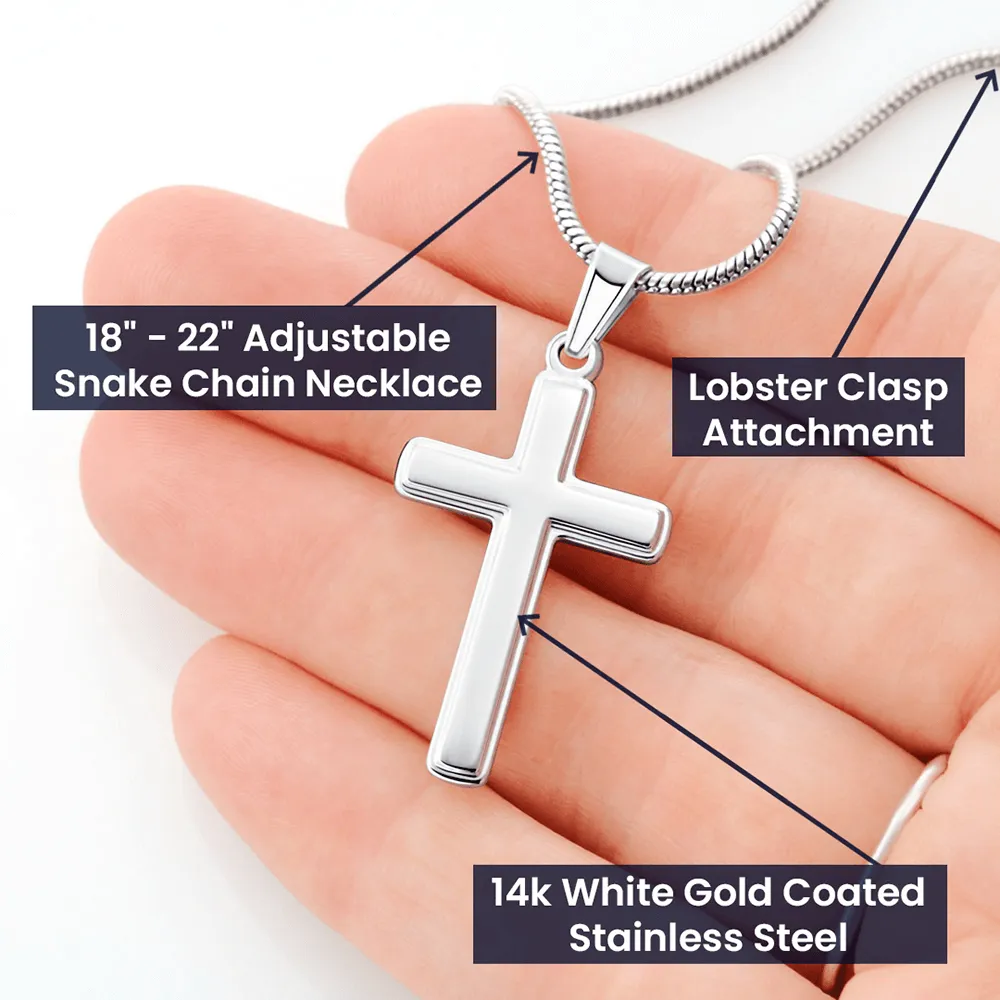 Hero Definition - An Ordinary Person - Cross Necklace Message Card - Gift Father's Day For Dad, Daddy, Father, Grandfather, Grandpa, Papa