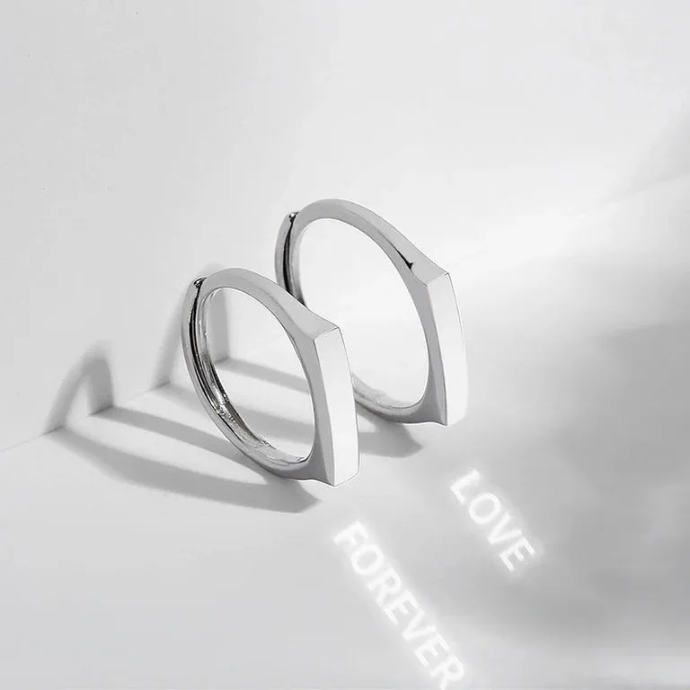 Hidden message couple ring set