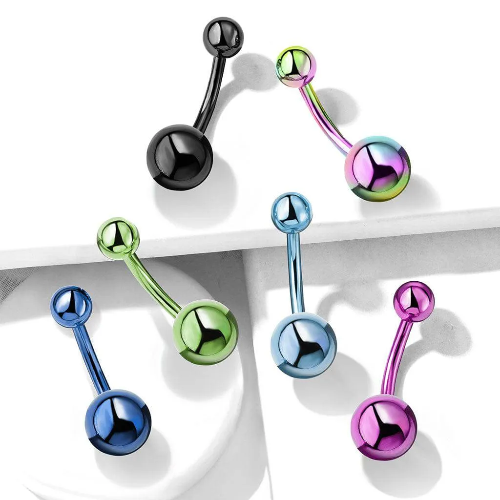 High Polished 316L Surgical Steel Black PVD Belly Button Navel Ring