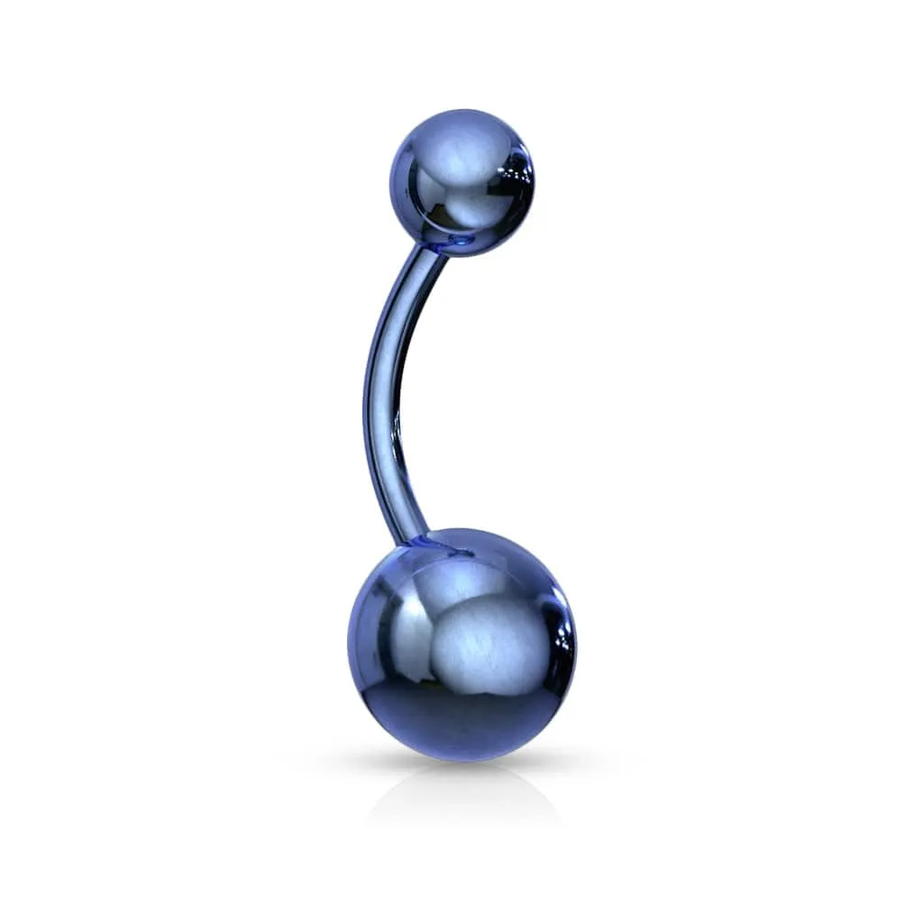 High Polished 316L Surgical Steel Blue PVD Belly Button Navel Ring