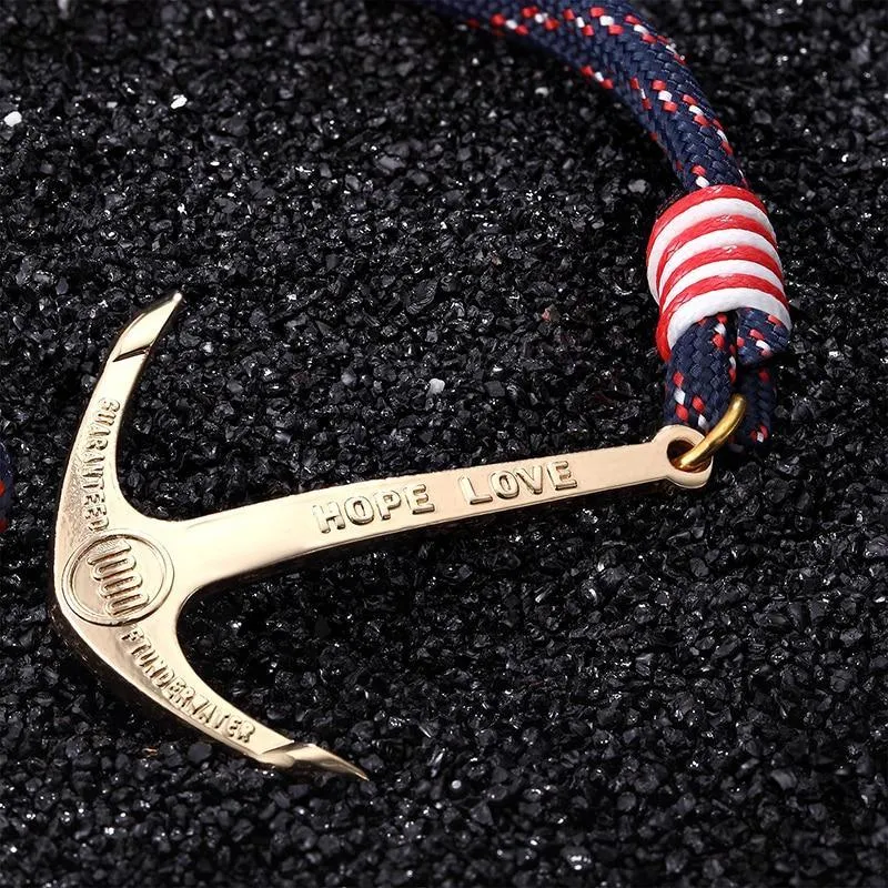 High Quality Elegant Anchor Bracelet Luxury Charm Nautical Survival Rope Amazing Chain Bracelet For Great Men And Women Friends Gift Charm Chain Jewelry