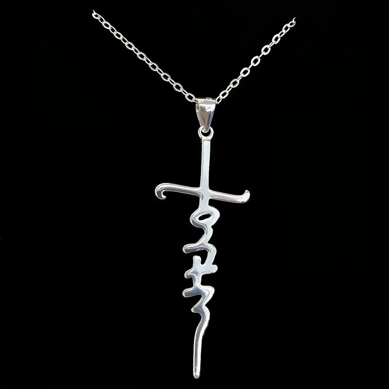 Hip Hop Alphabet Cross Clavicle Chain Stainless Steel Letter Necklace