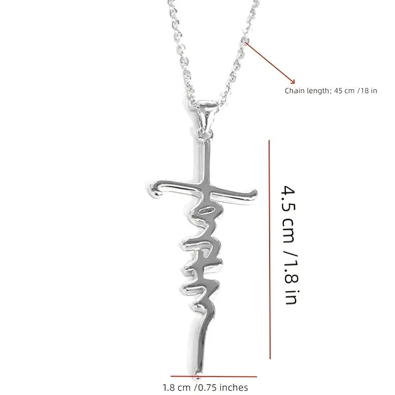 Hip Hop Alphabet Cross Clavicle Chain Stainless Steel Letter Necklace