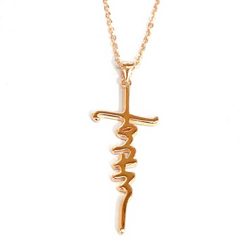 Hip Hop Alphabet Cross Clavicle Chain Stainless Steel Letter Necklace