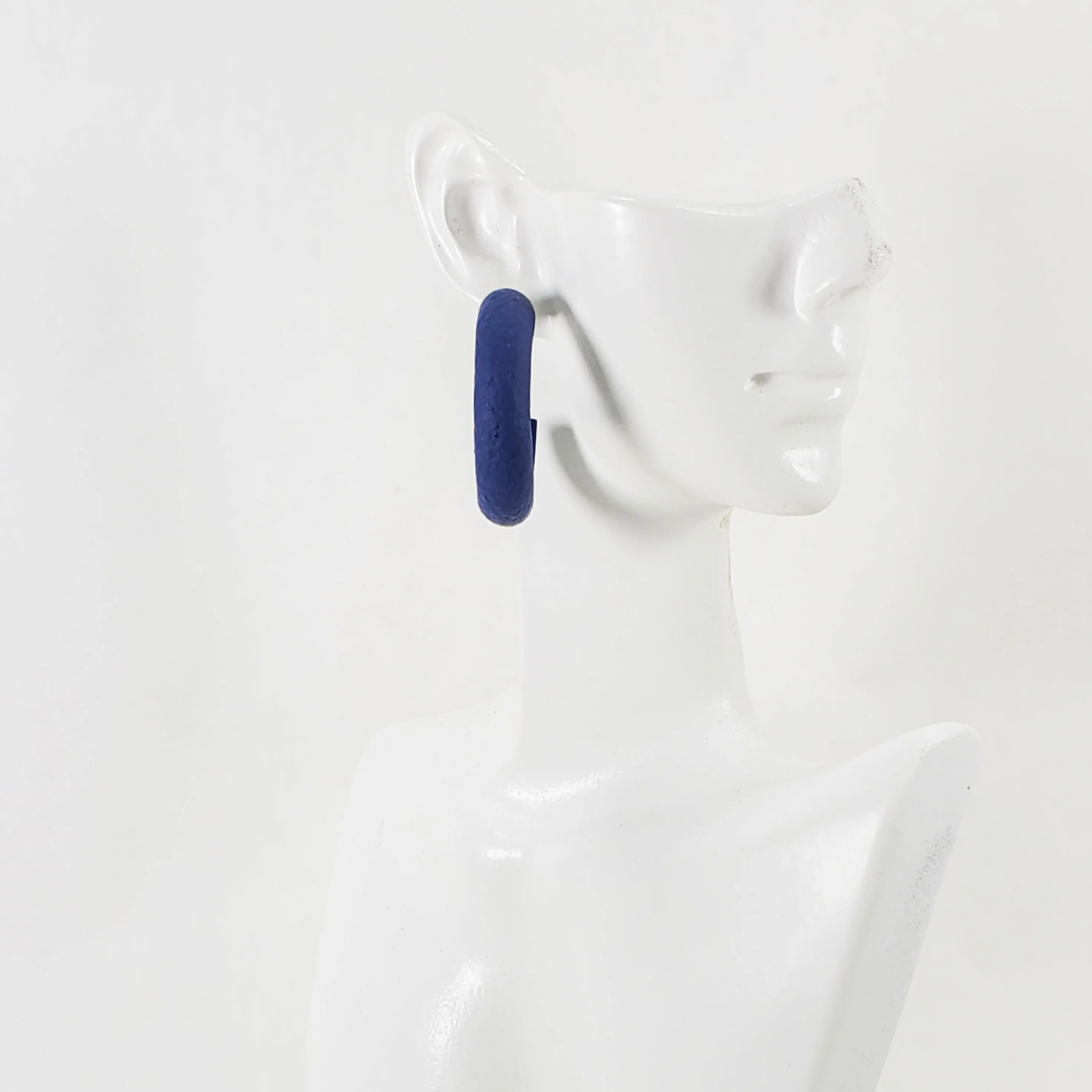Hoop Earrings Medium - Navy Blue