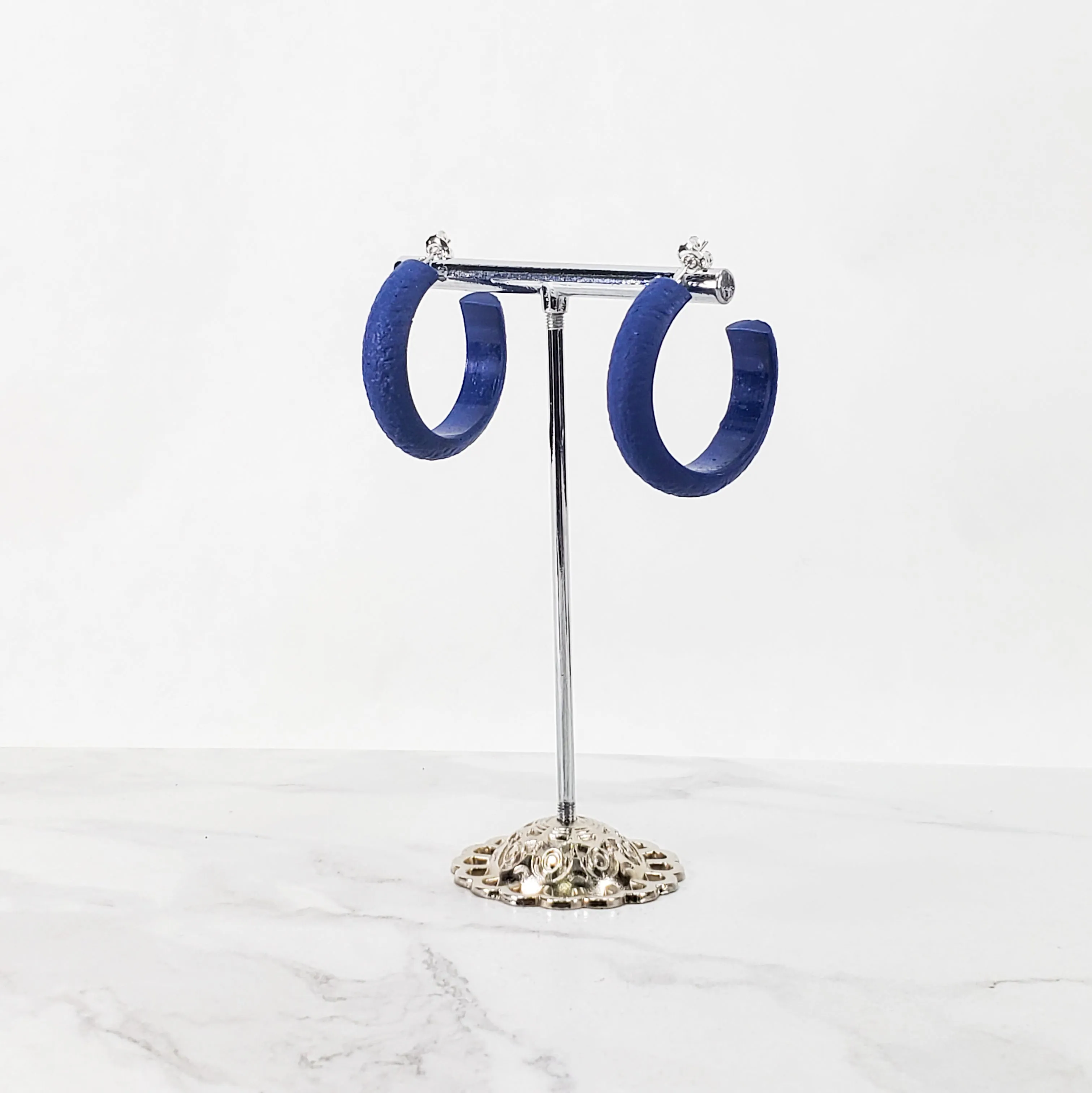 Hoop Earrings Medium - Navy Blue