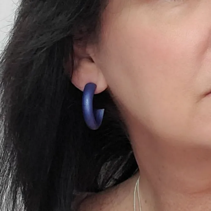 Hoop Earrings Medium - Navy Blue