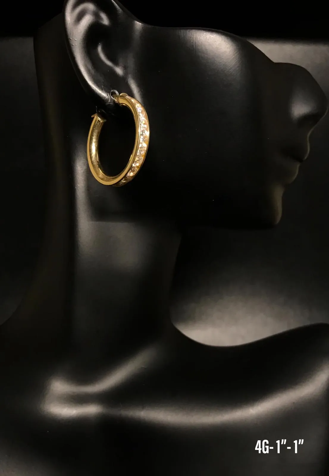 Hoop with stones earrings 10K solid gold