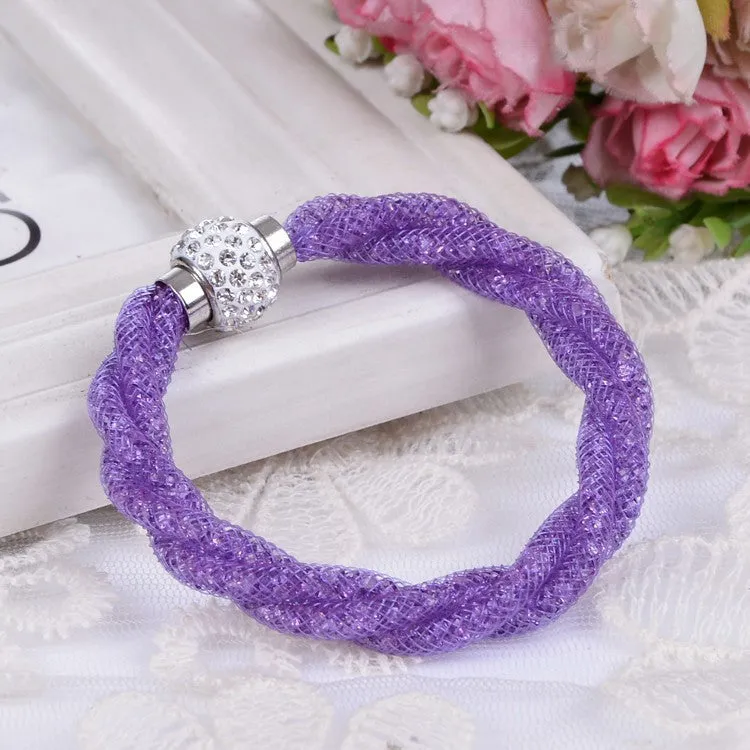 Hot sale Mesh Double Stardust Bracelets With Crystal stones Filled Magnetic Clasp Charm Bracelets Bangles