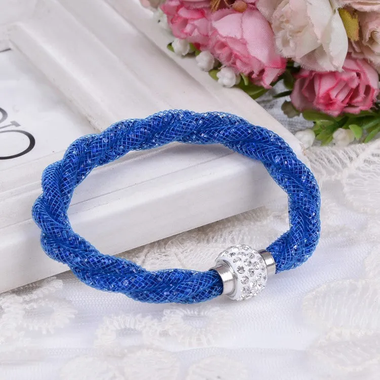 Hot sale Mesh Double Stardust Bracelets With Crystal stones Filled Magnetic Clasp Charm Bracelets Bangles