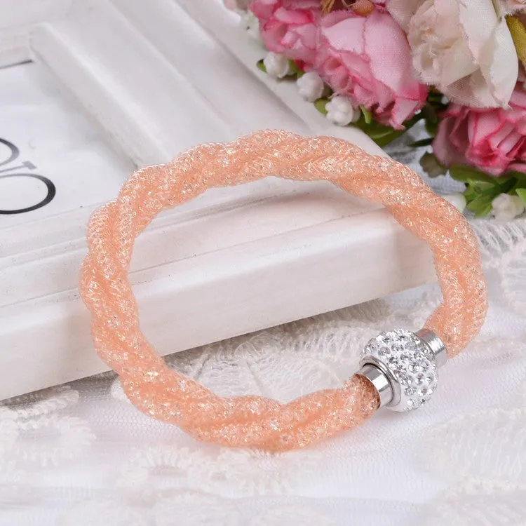 Hot sale Mesh Double Stardust Bracelets With Crystal stones Filled Magnetic Clasp Charm Bracelets Bangles