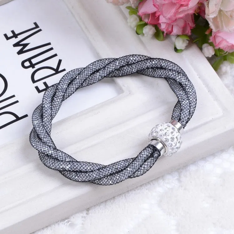 Hot sale Mesh Double Stardust Bracelets With Crystal stones Filled Magnetic Clasp Charm Bracelets Bangles