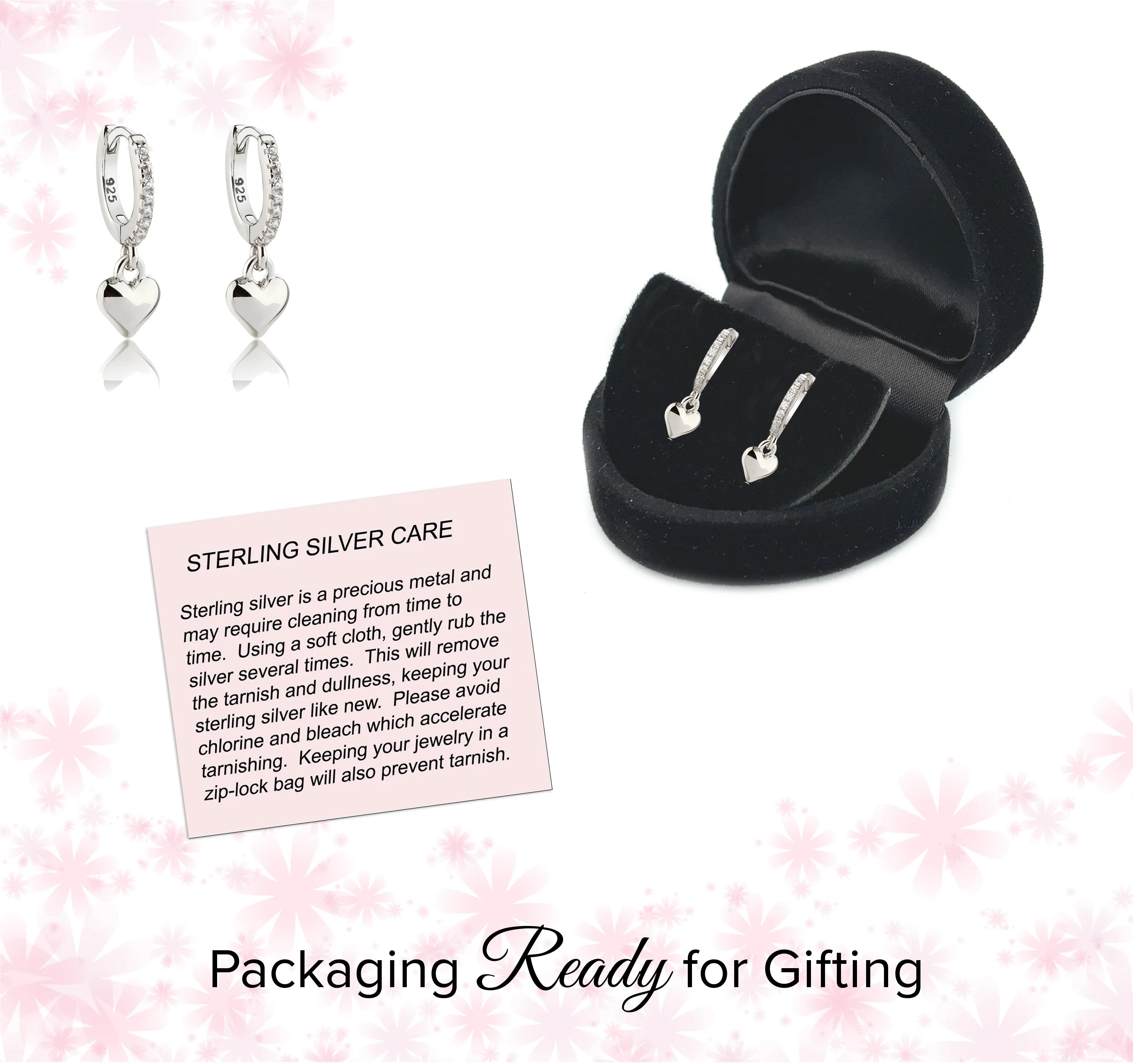 Huggie Hoop Heart Sterling Silver Earrings for Kids 10mm
