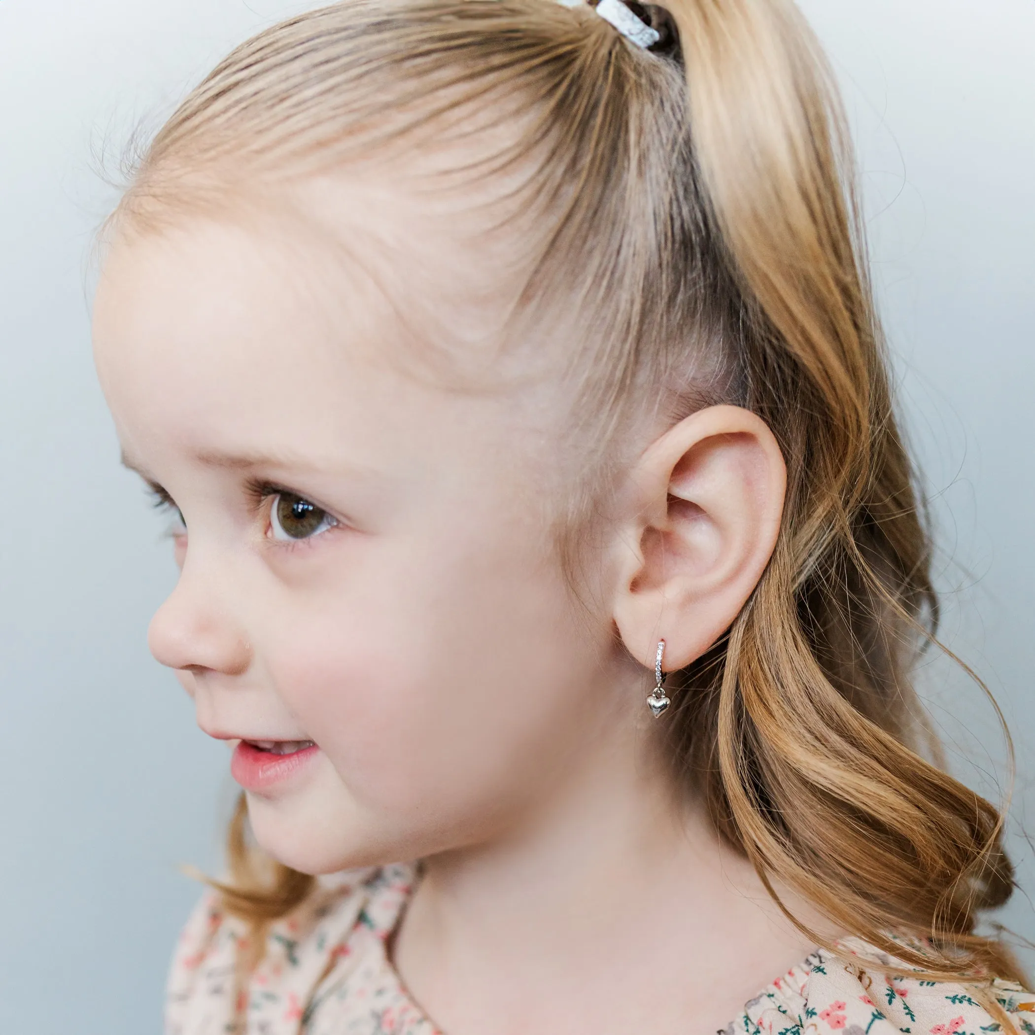 Huggie Hoop Heart Sterling Silver Earrings for Kids 10mm