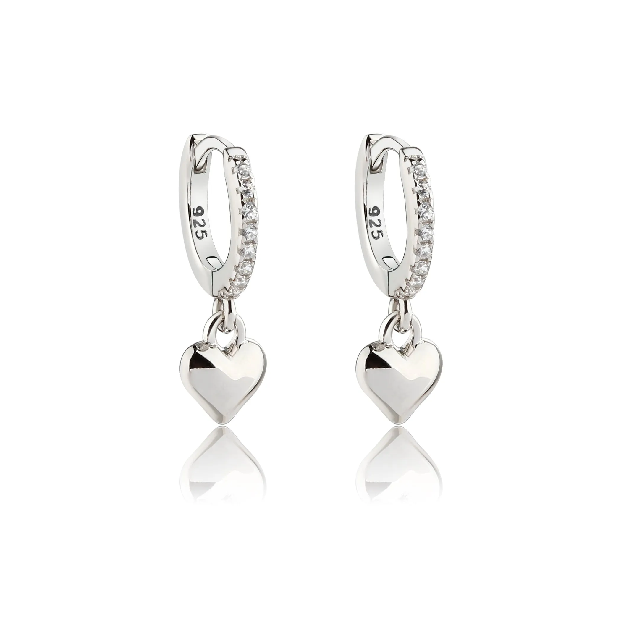 Huggie Hoop Heart Sterling Silver Earrings for Kids 10mm