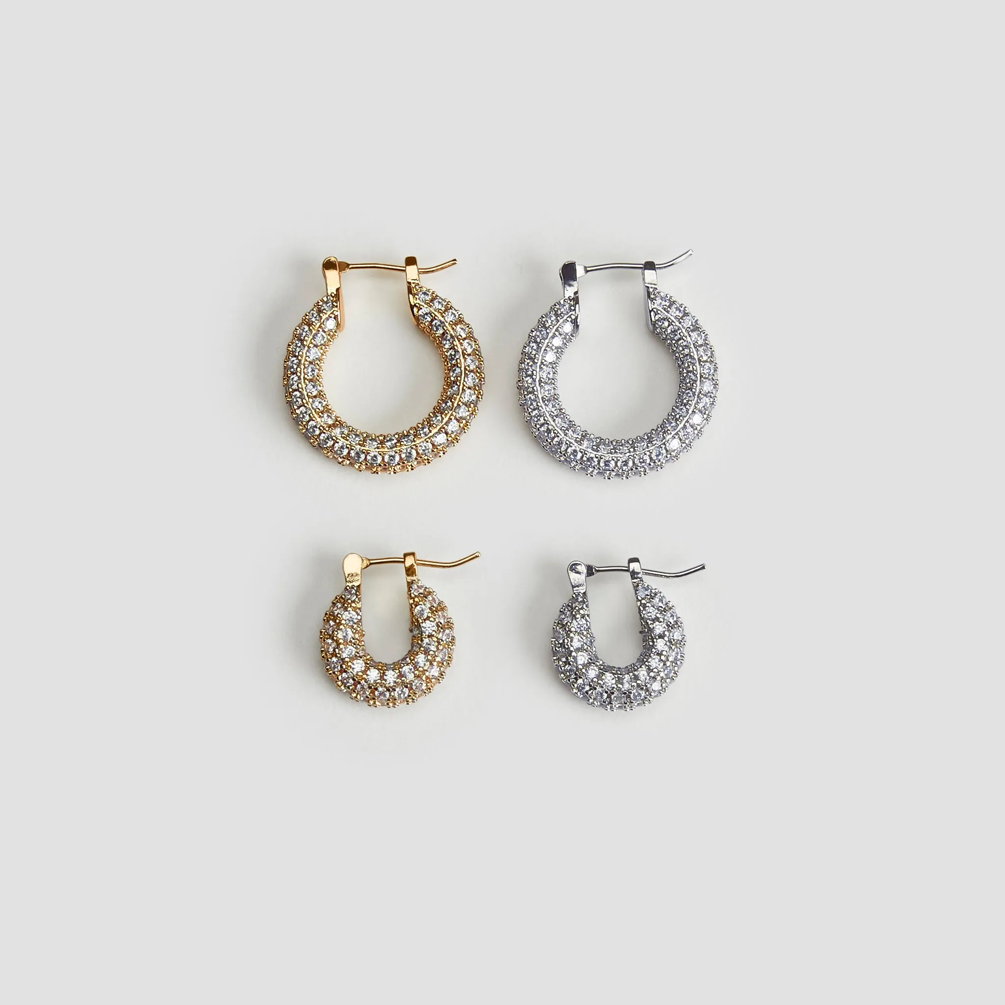 Iced Pavé Medium Steel Hoop Earrings