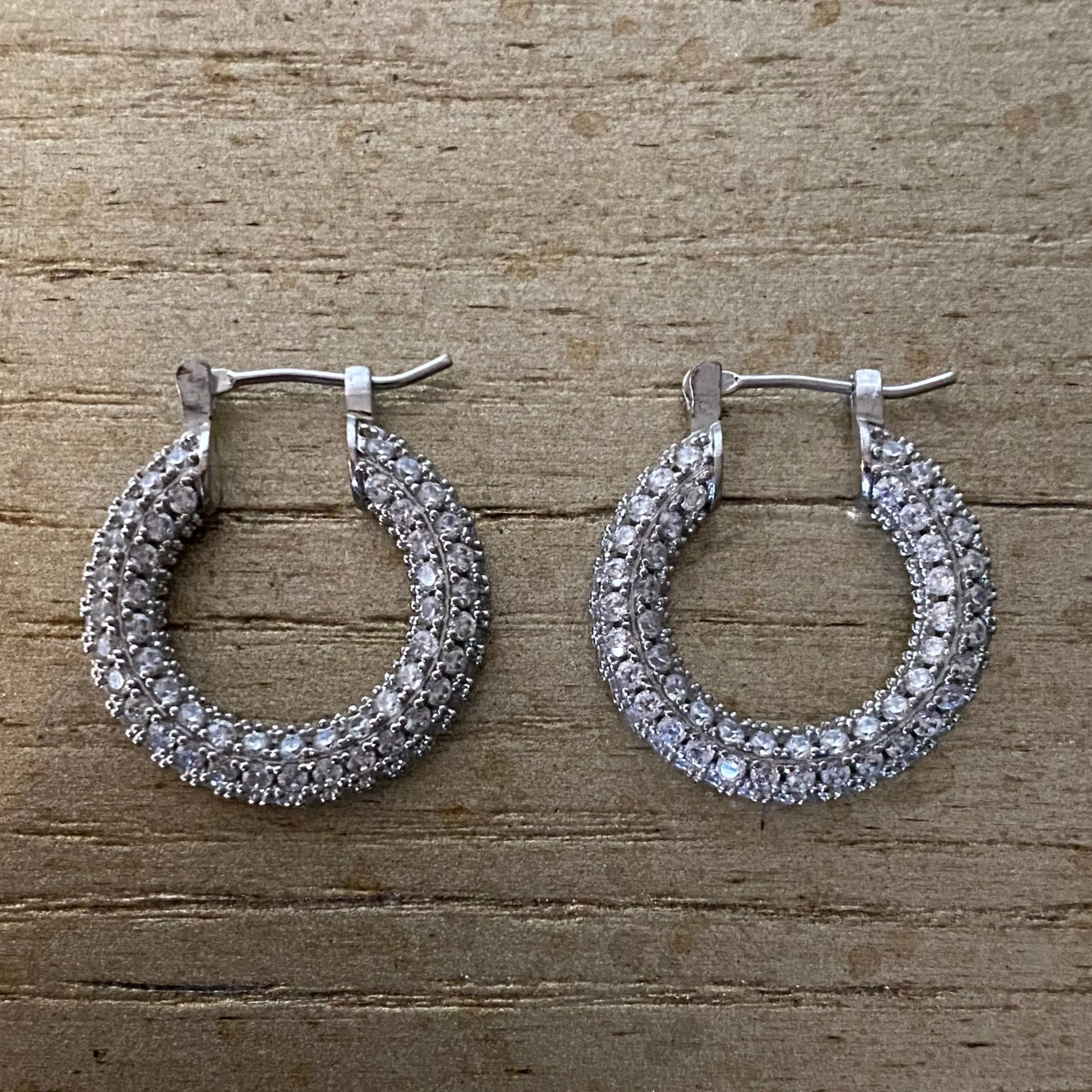 Iced Pavé Medium Steel Hoop Earrings