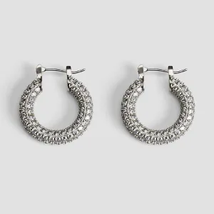 Iced Pavé Medium Steel Hoop Earrings