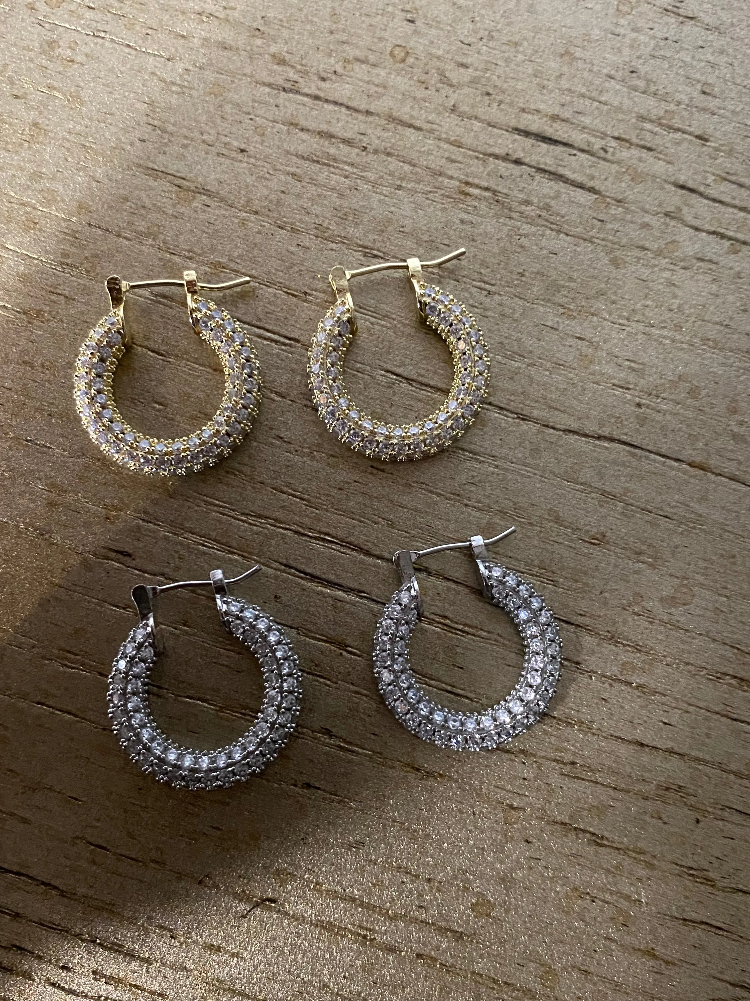 Iced Pavé Medium Steel Hoop Earrings