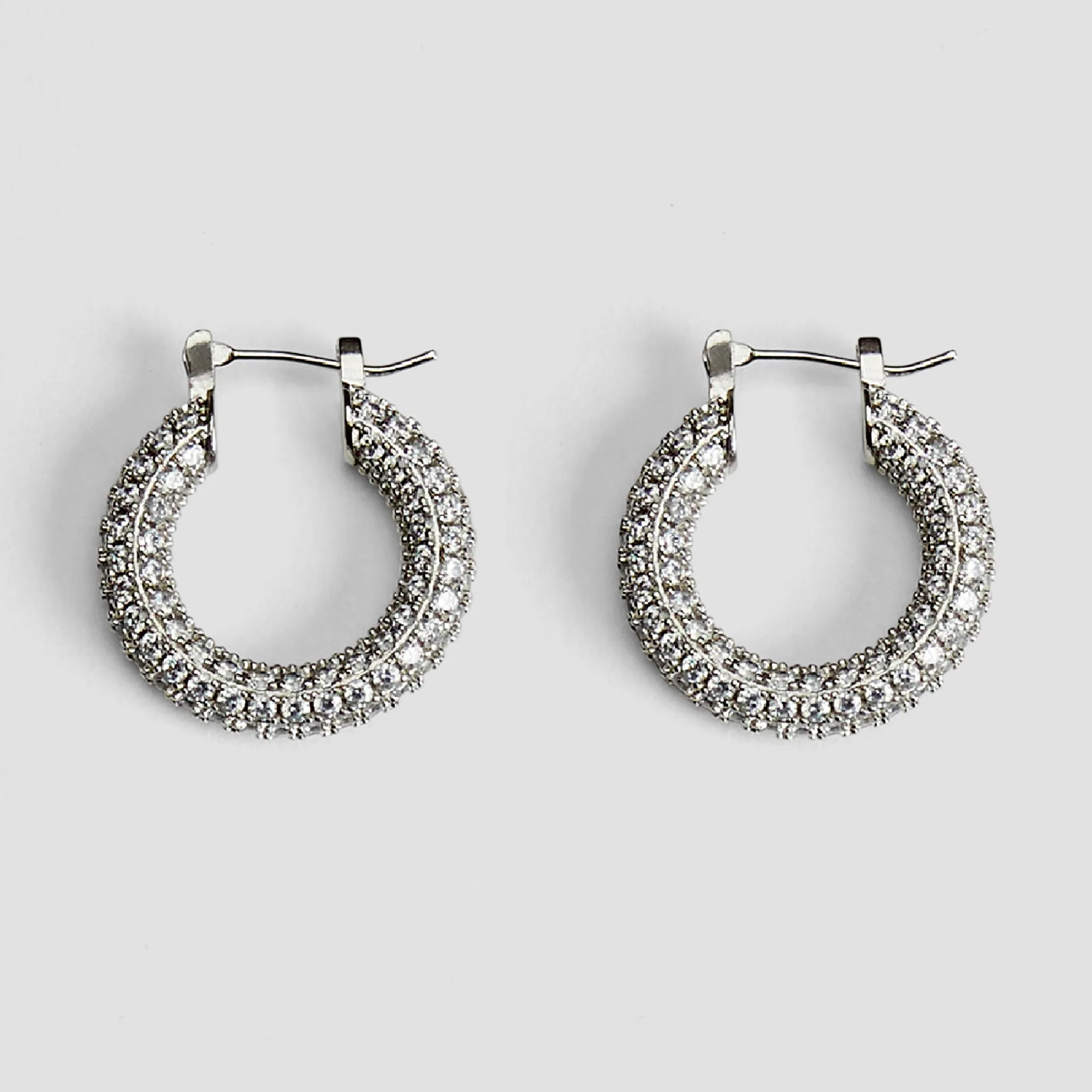 Iced Pavé Medium Steel Hoop Earrings
