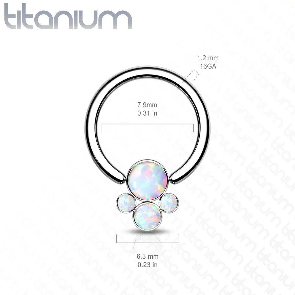 Implant Grade Titanium Opal Pet Paw Captive Rings Ear Cartilage Nose Septum Ring