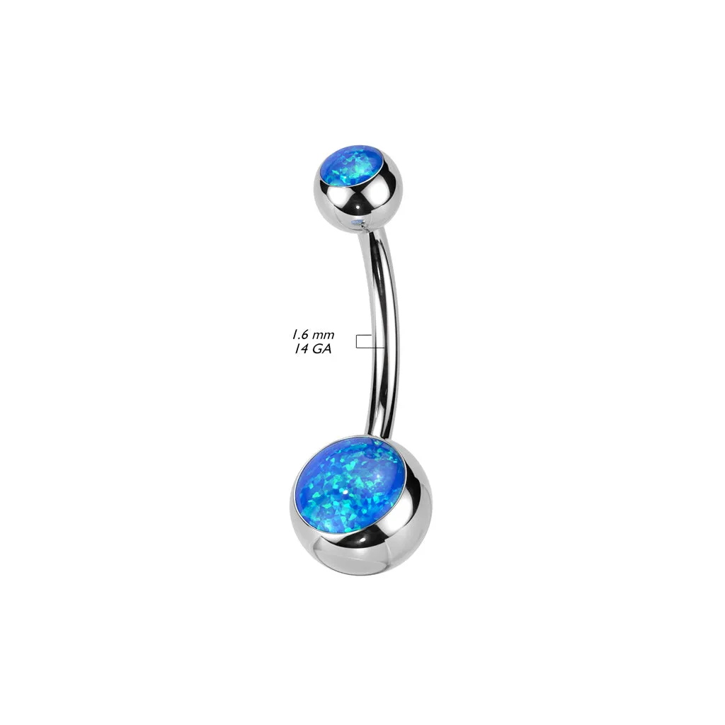 Implant Grade Titanium White Opal Internally Threaded Belly Ring