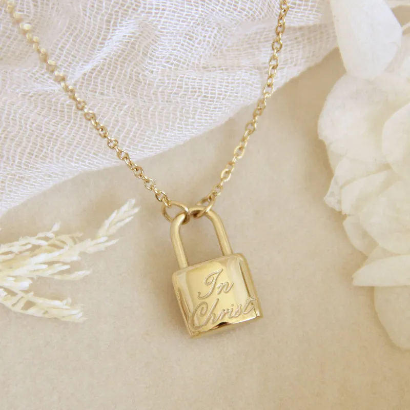 In Christ Cross Lock Yellow Gold Necklace