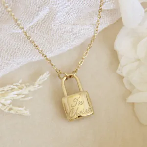 In Christ Cross Lock Yellow Gold Necklace