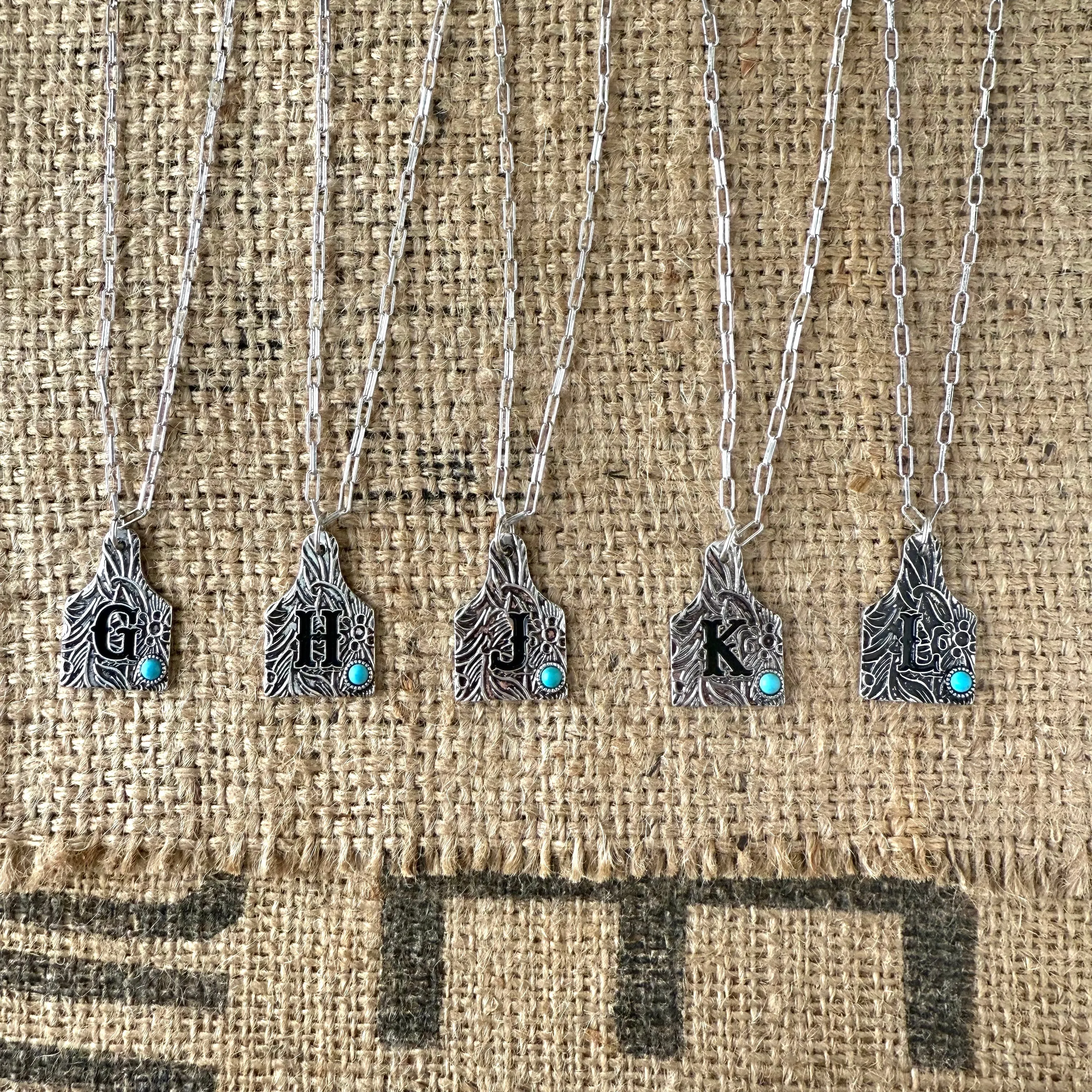 Initial Cow Tag Necklace