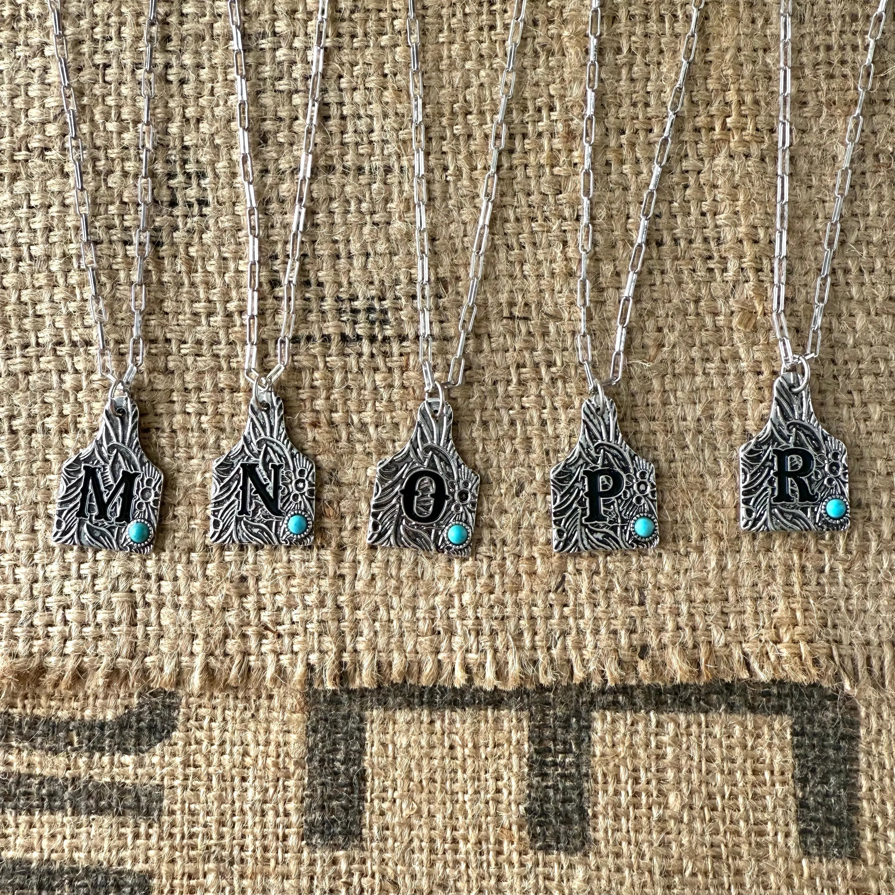 Initial Cow Tag Necklace
