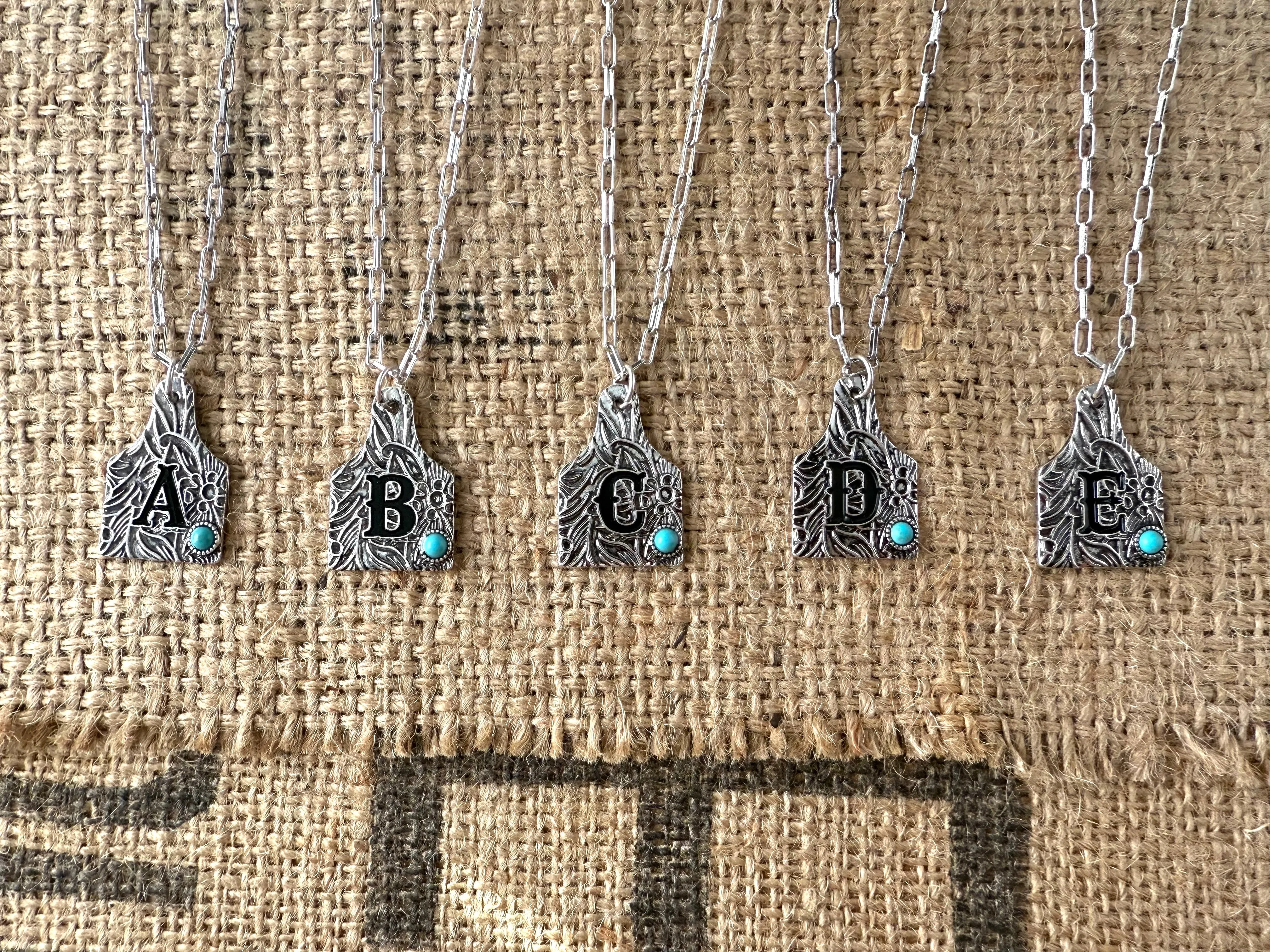Initial Cow Tag Necklace