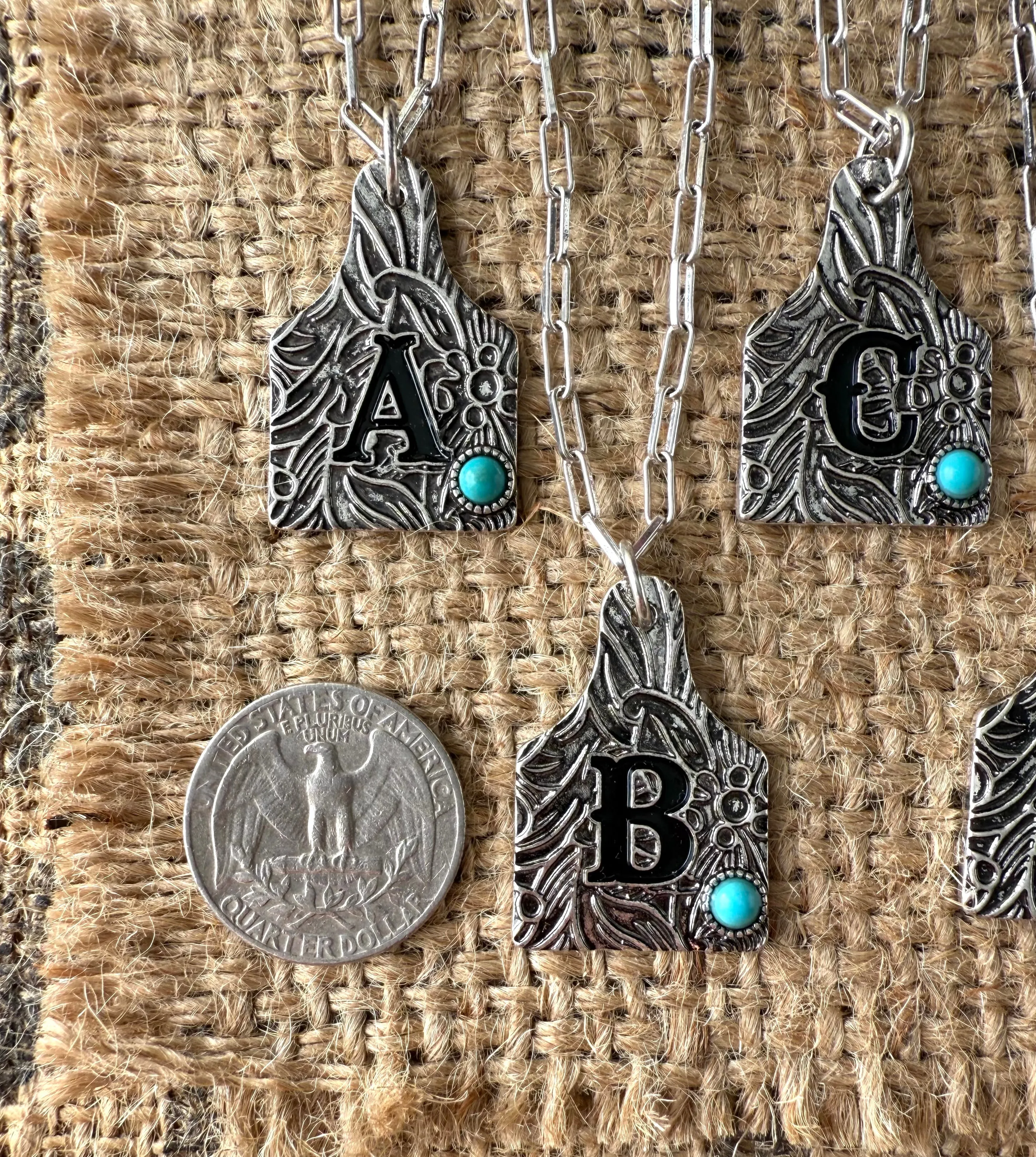 Initial Cow Tag Necklace