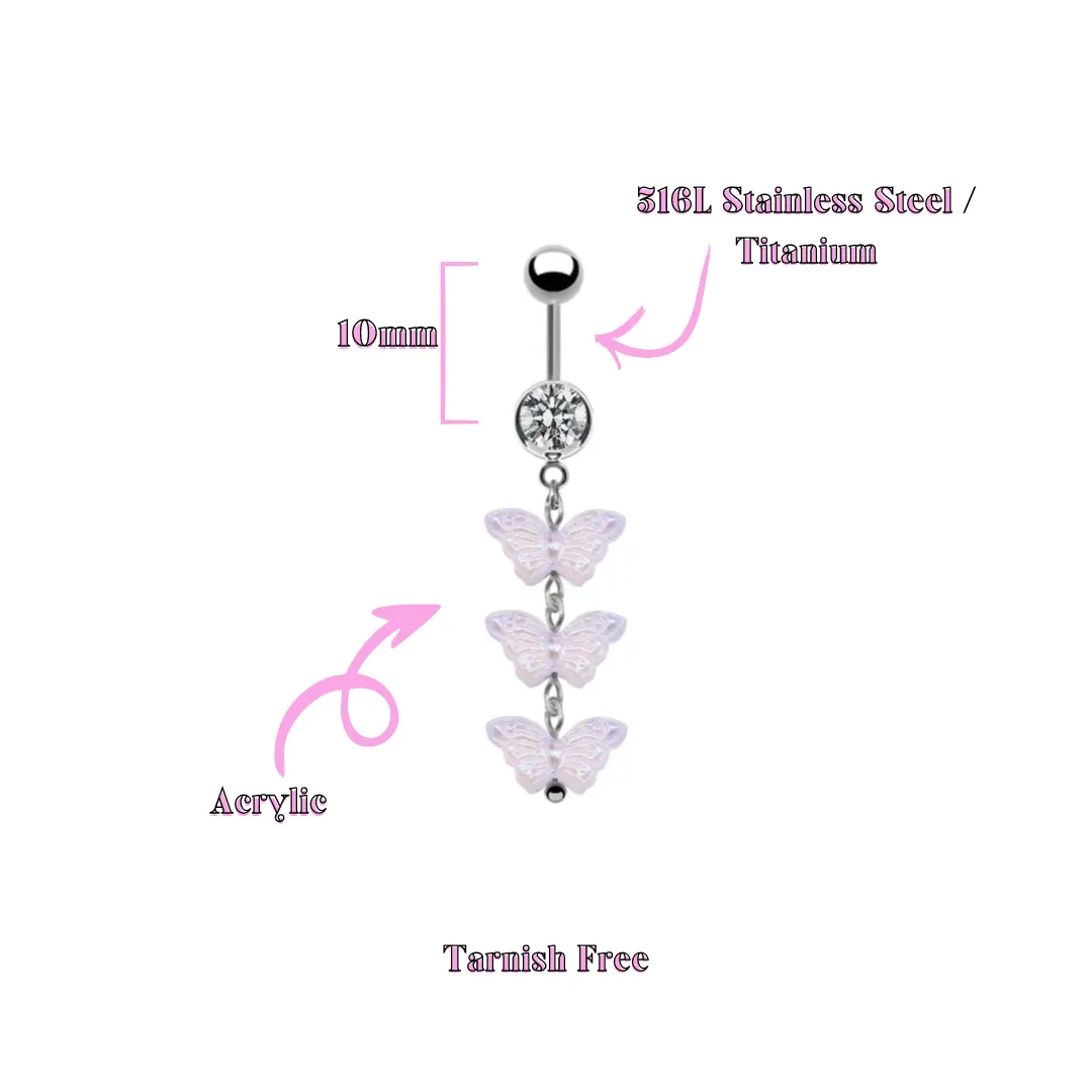 Iridescent Butterfly Belly Button Ring