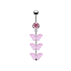 Iridescent Butterfly Belly Button Ring
