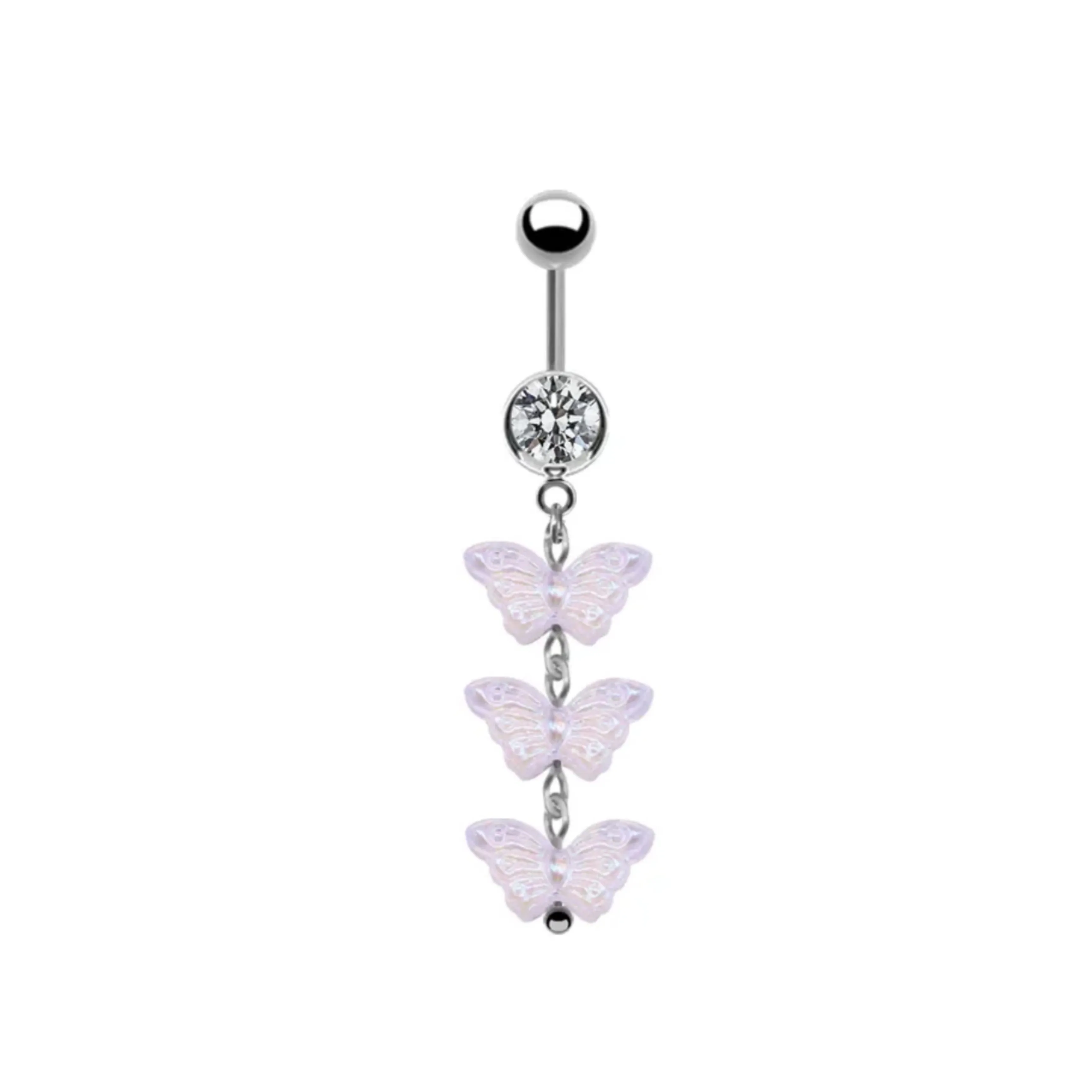 Iridescent Butterfly Belly Button Ring