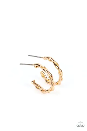 Irresistibly Intertwined - Gold - Paparazzi Tiny Hoop Earrings