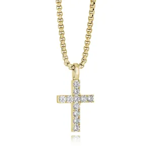 Italgem Stainless Steel Gold Plated CZ Cross Necklace