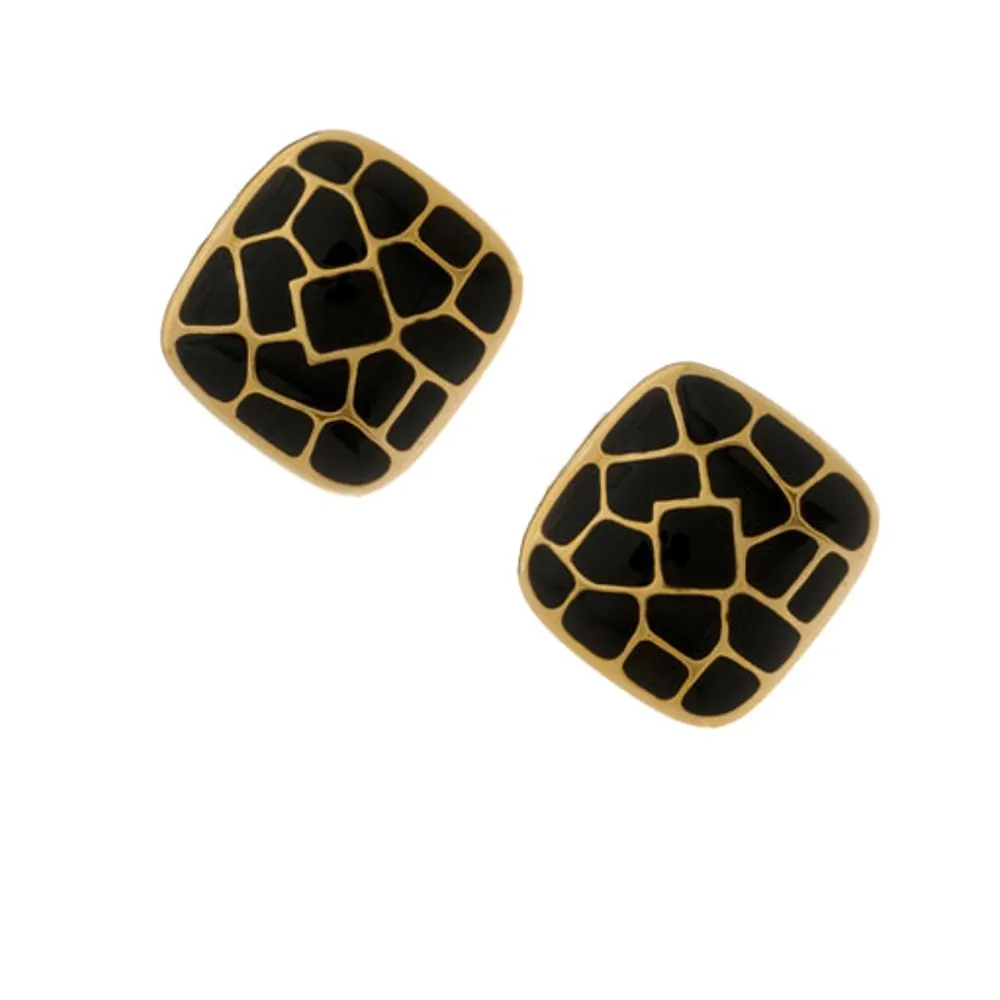 Italian Riviera Black Square Button Earrings