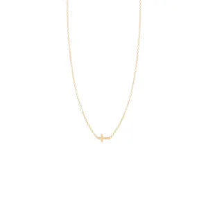 Itty Bitty Cross Necklace in Yellow Gold