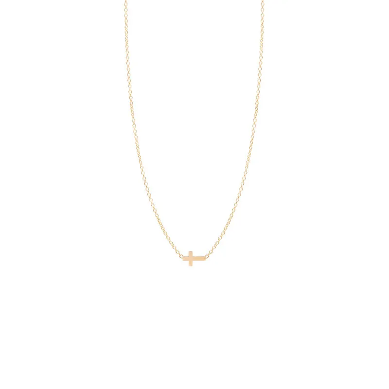 Itty Bitty Cross Necklace in Yellow Gold